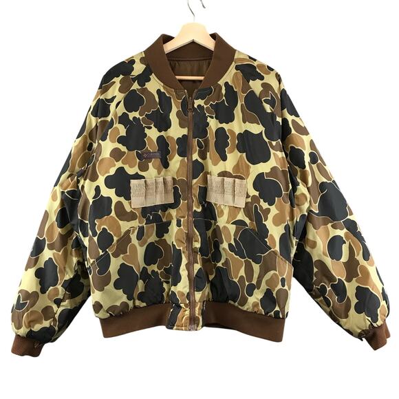 Vintage Columbia Reversible Mens Large Camo Hunting Bomber Jacket